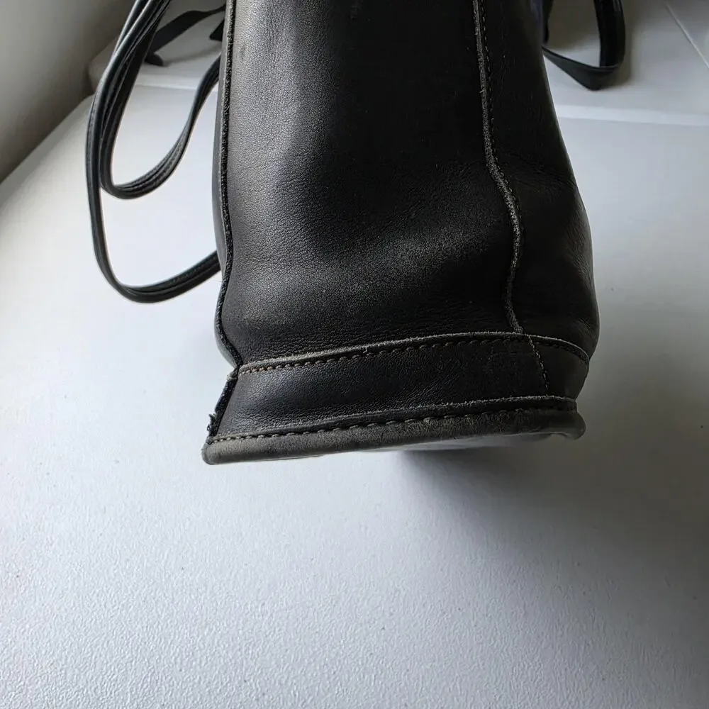 Vintage Coach Bleeker Tote Bag Small Black Leather Shoulder Purse 9305 USA
